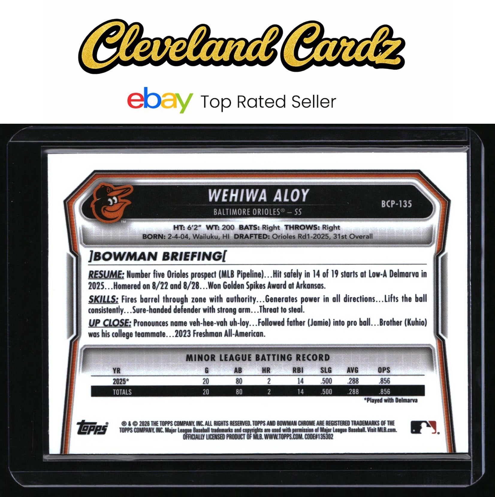 2026 Bowman #BCP-135 Wehiwa Aloy Chrome Prospects