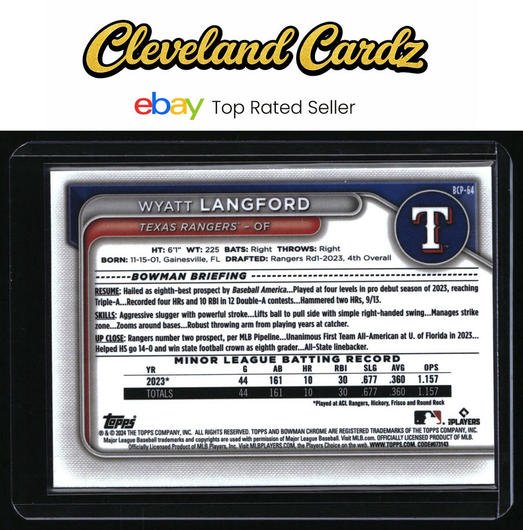 2024 Bowman #BCP-64 Wyatt Langford Chrome Prospects