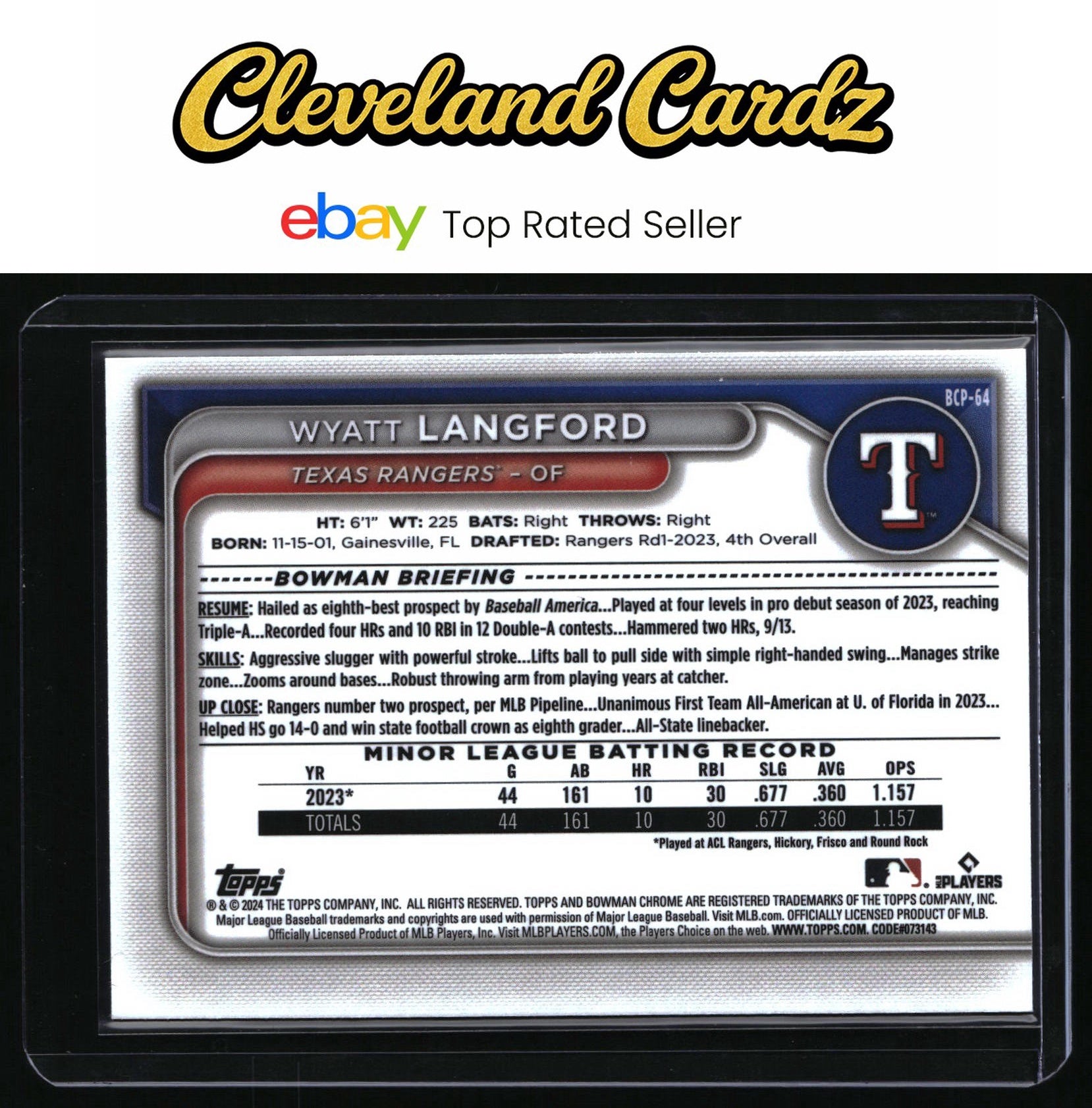 2024 Bowman #BCP-64 Wyatt Langford Chrome Prospects