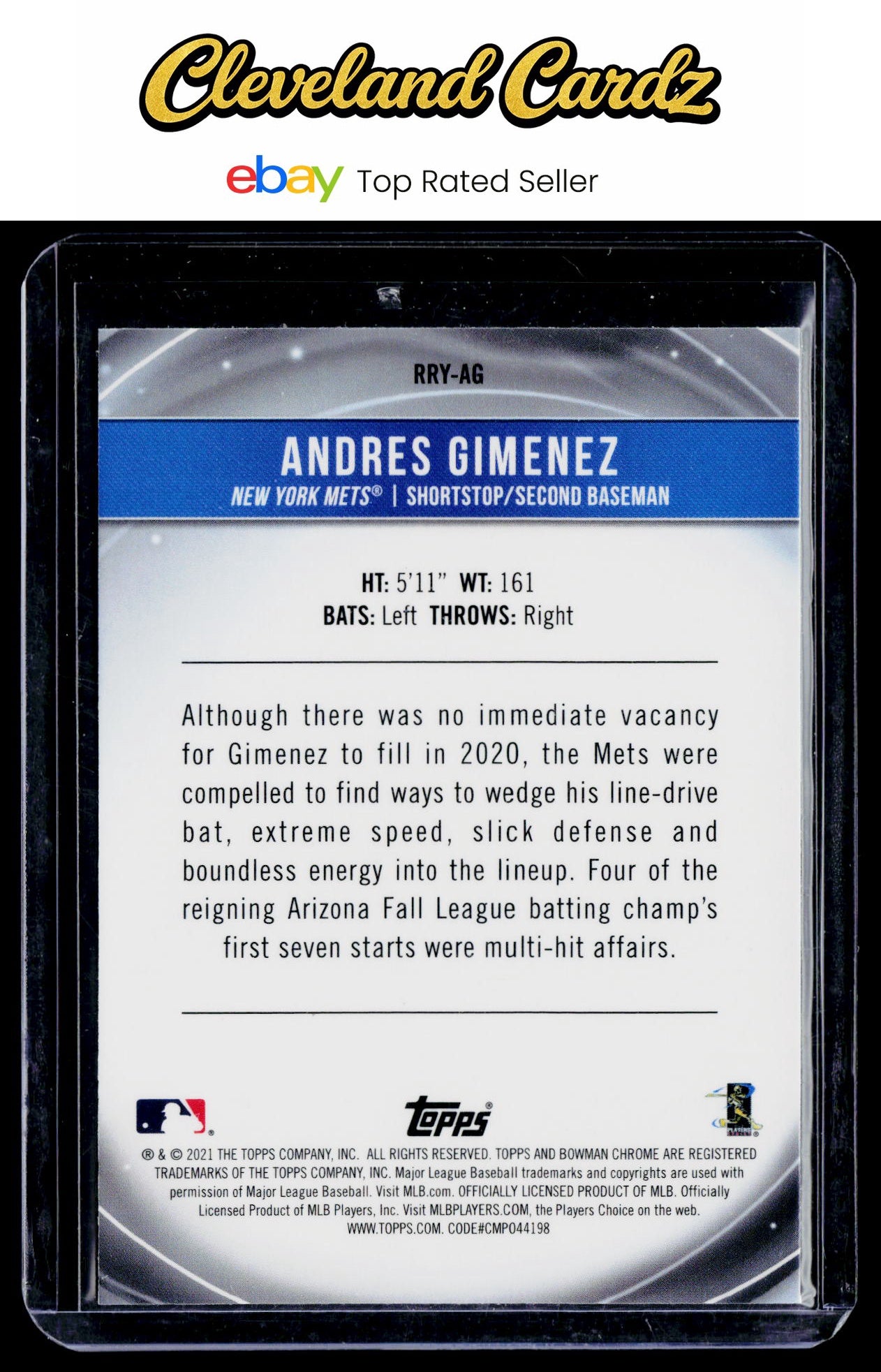 2021 Bowman #RRY-AG Andres Gimenez Chrome Rookie of the Year Favorites