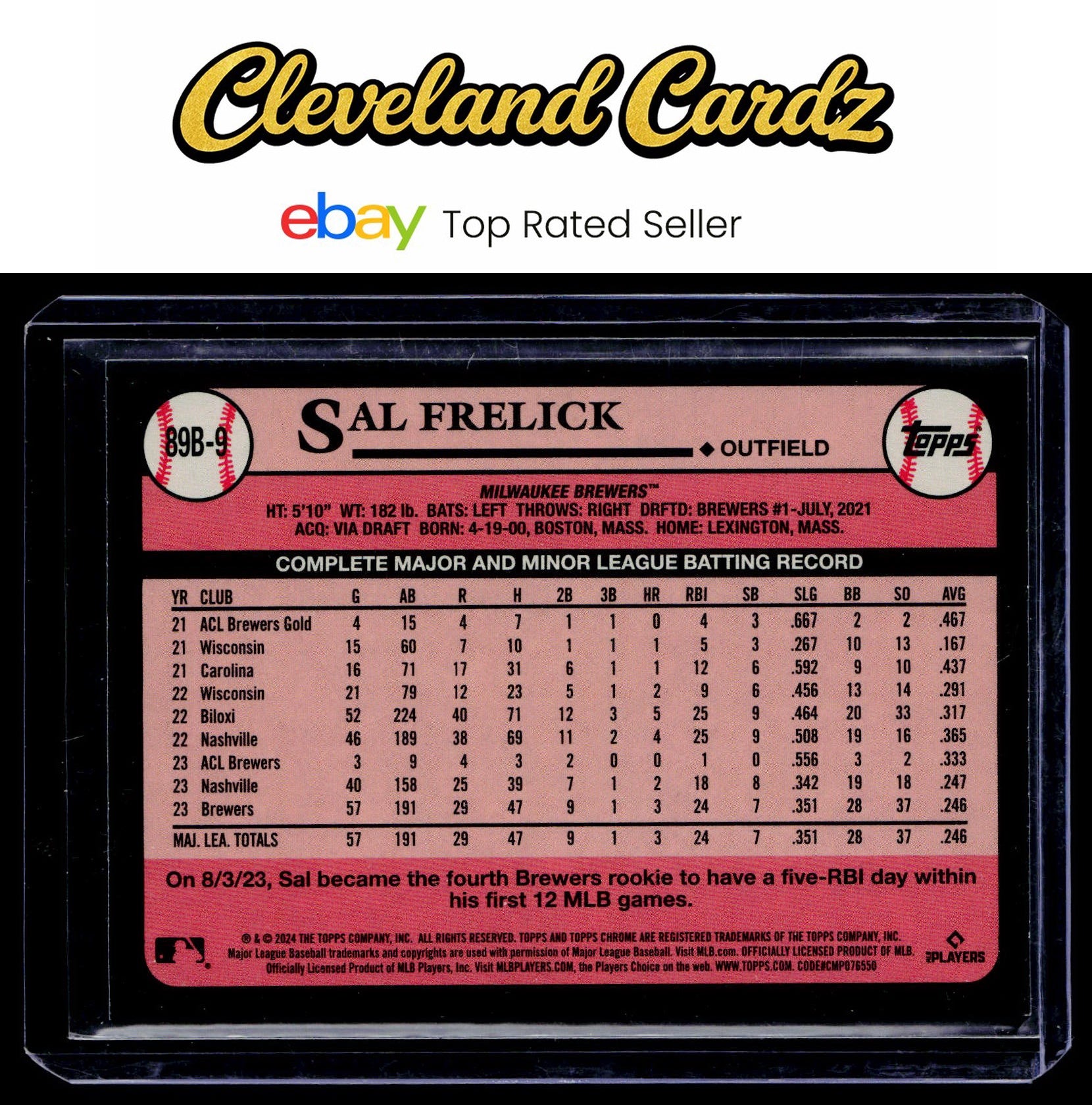 2024 Topps #89B-9 Sal Frelick 1989 35th Anniversary Foil (Series One)