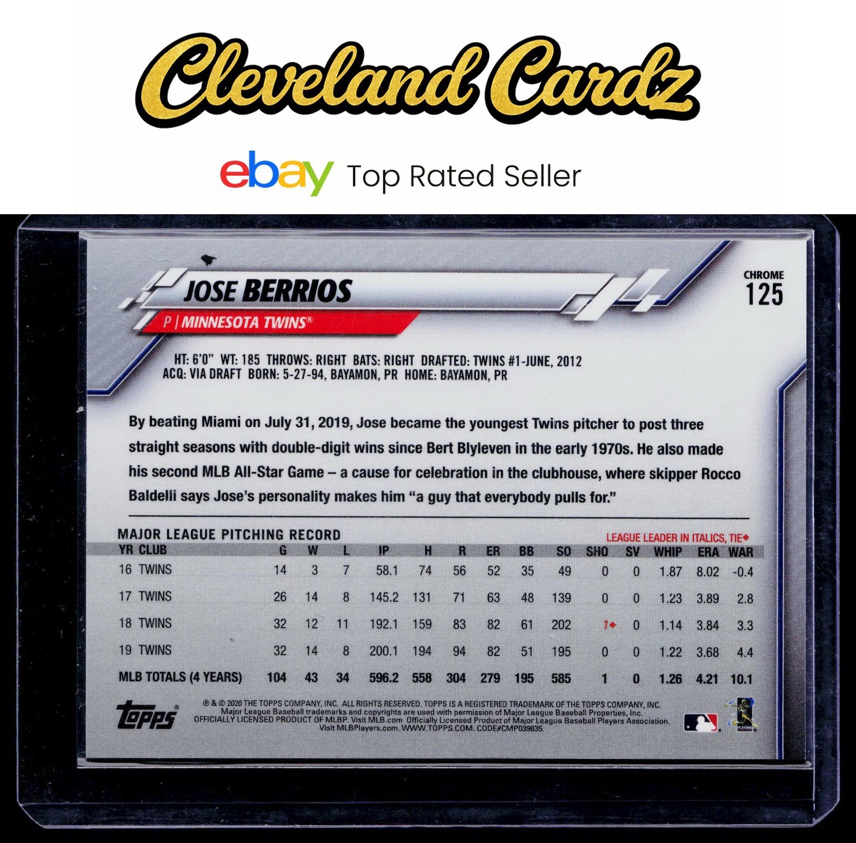 2020 Topps Chrome #125b Jose Berrios