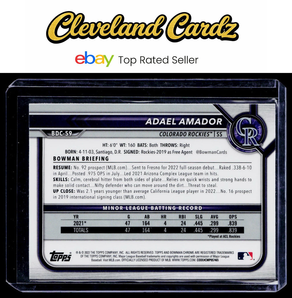 2022 Bowman Draft Sapphire Edition #BDC-59 Adael Amador