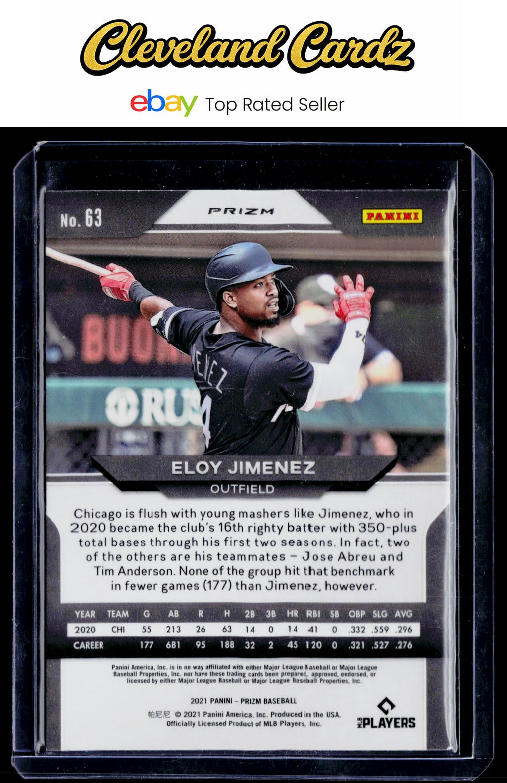 2021 Panini Prizm #63 Eloy Jimenez Carolina Blue Prizm