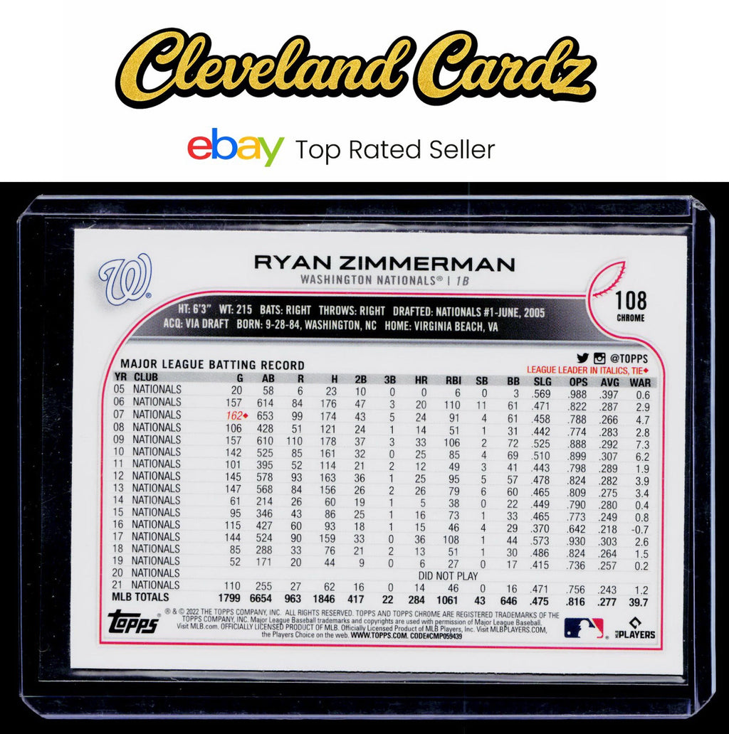 2022 Topps Chrome #108 Ryan Zimmerman Prism Refractor