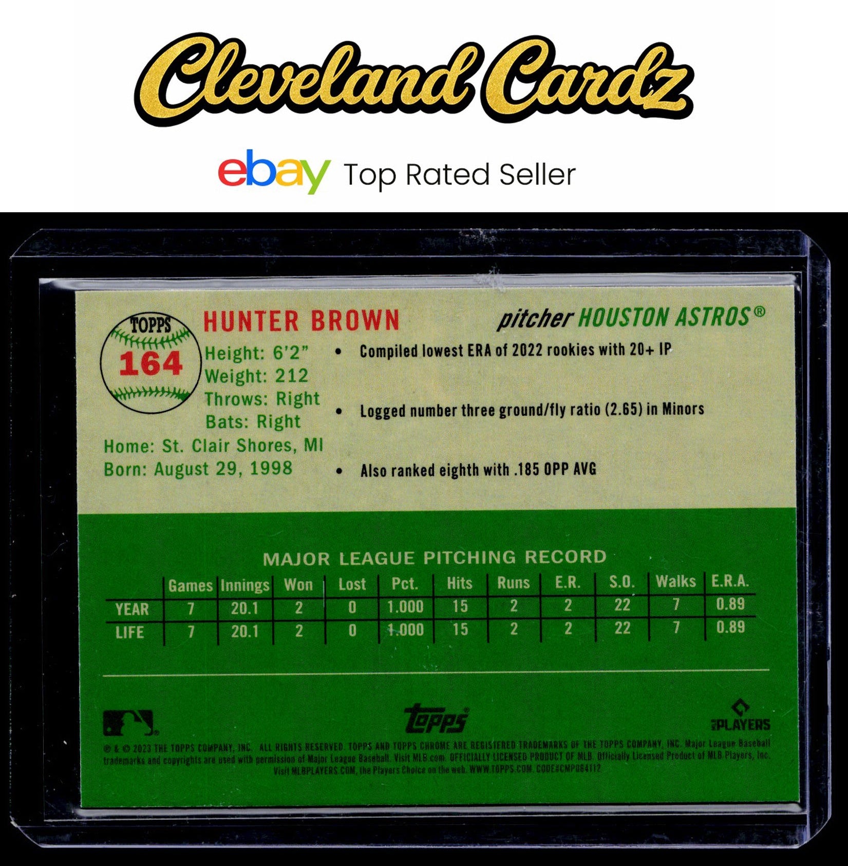 2023 Topps Chrome Platinum Anniversary #164 Hunter Brown Blue Prism Refractors