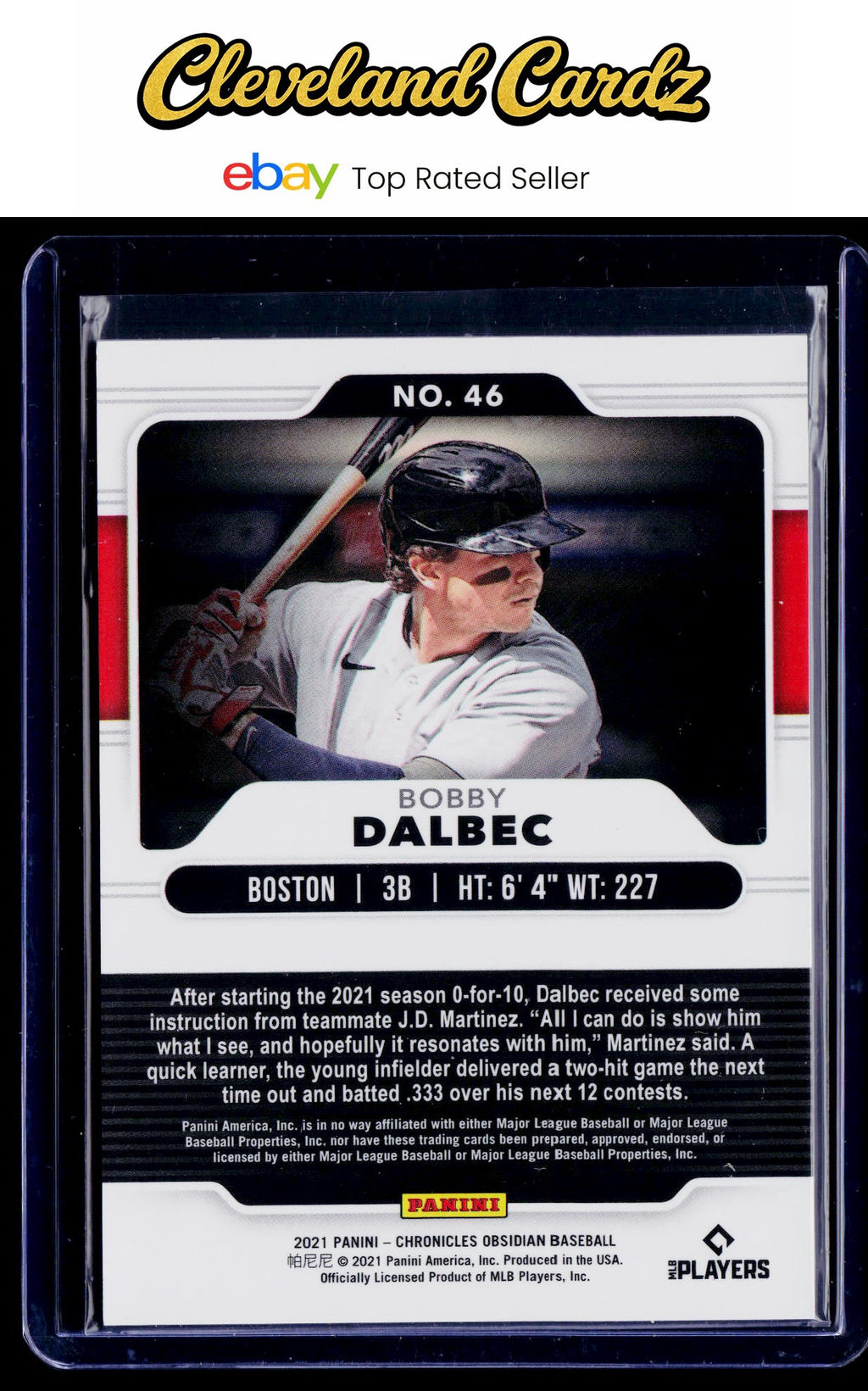 2021 Panini Chronicles #46 Bobby Dalbec Obsidian