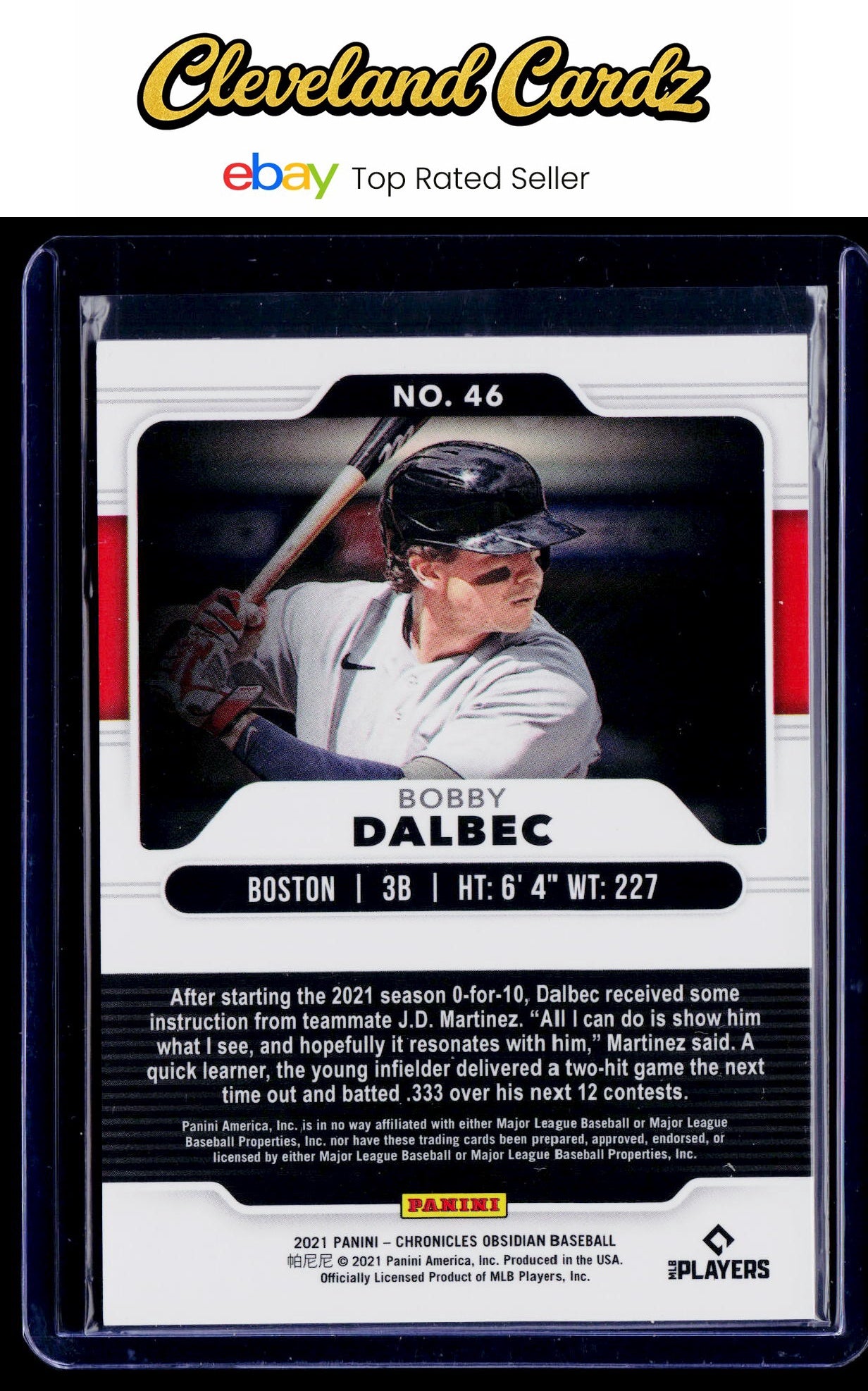 2021 Panini Chronicles #46 Bobby Dalbec Obsidian