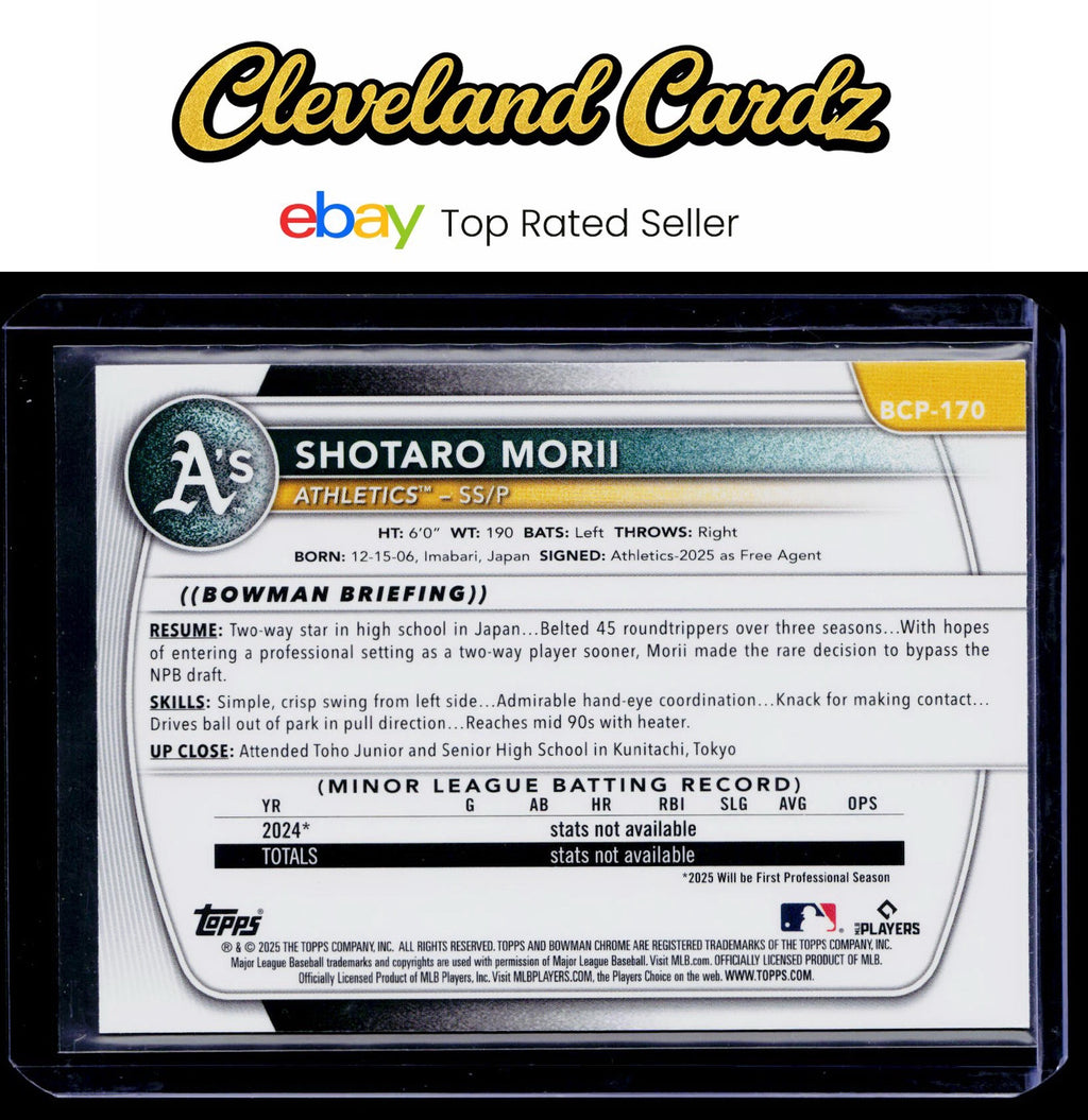 2025 Bowman Chrome #BCP-170 Shotaro Morii Prospects Mojo
