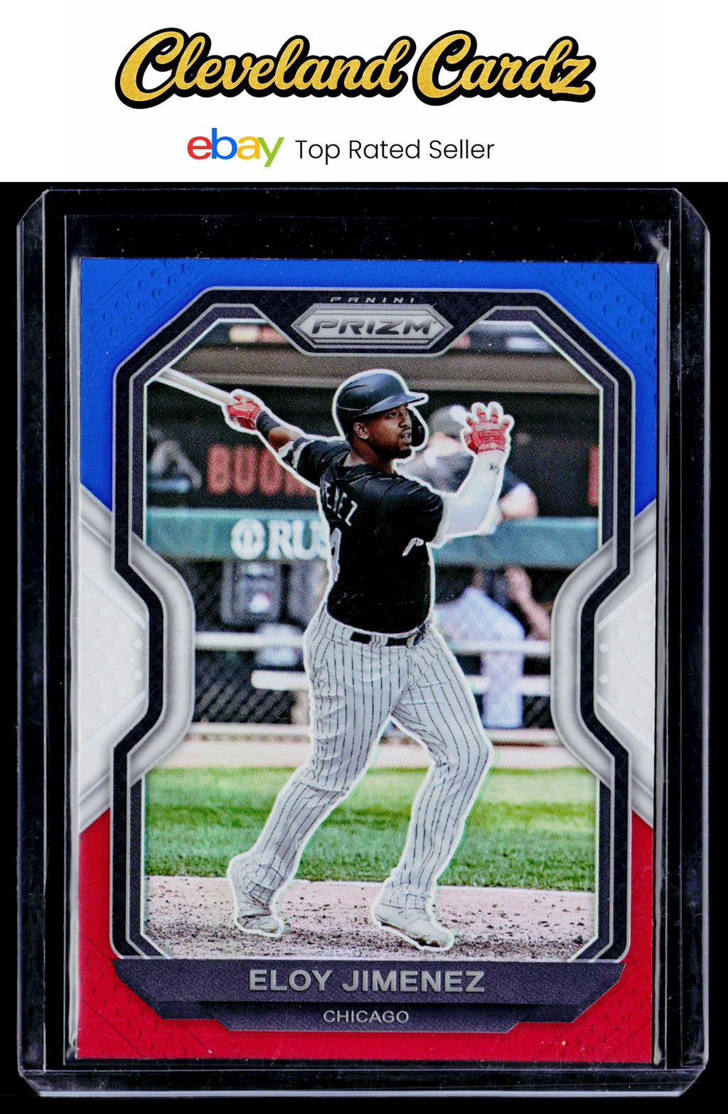2021 Panini Prizm #63 Eloy Jimenez Red/White/Blue Prizm