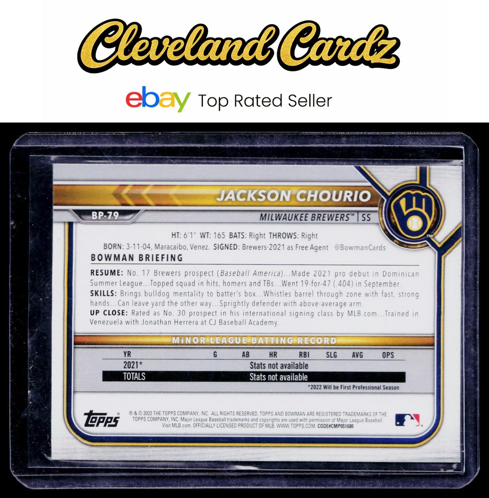 2022 Bowman #BP-79 Jackson Chourio Prospects
