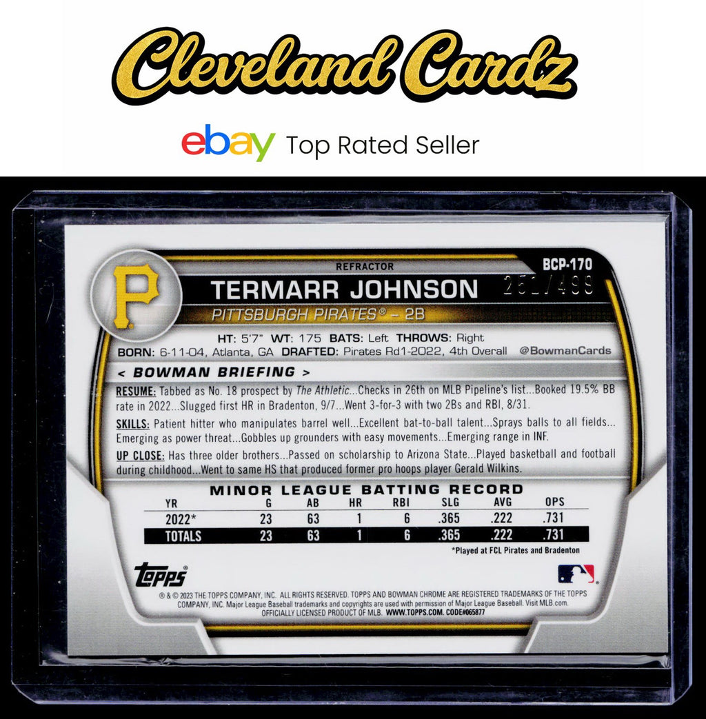 2023 Bowman Chrome #BCP-170 Termarr Johnson Prospects Refractor #/499