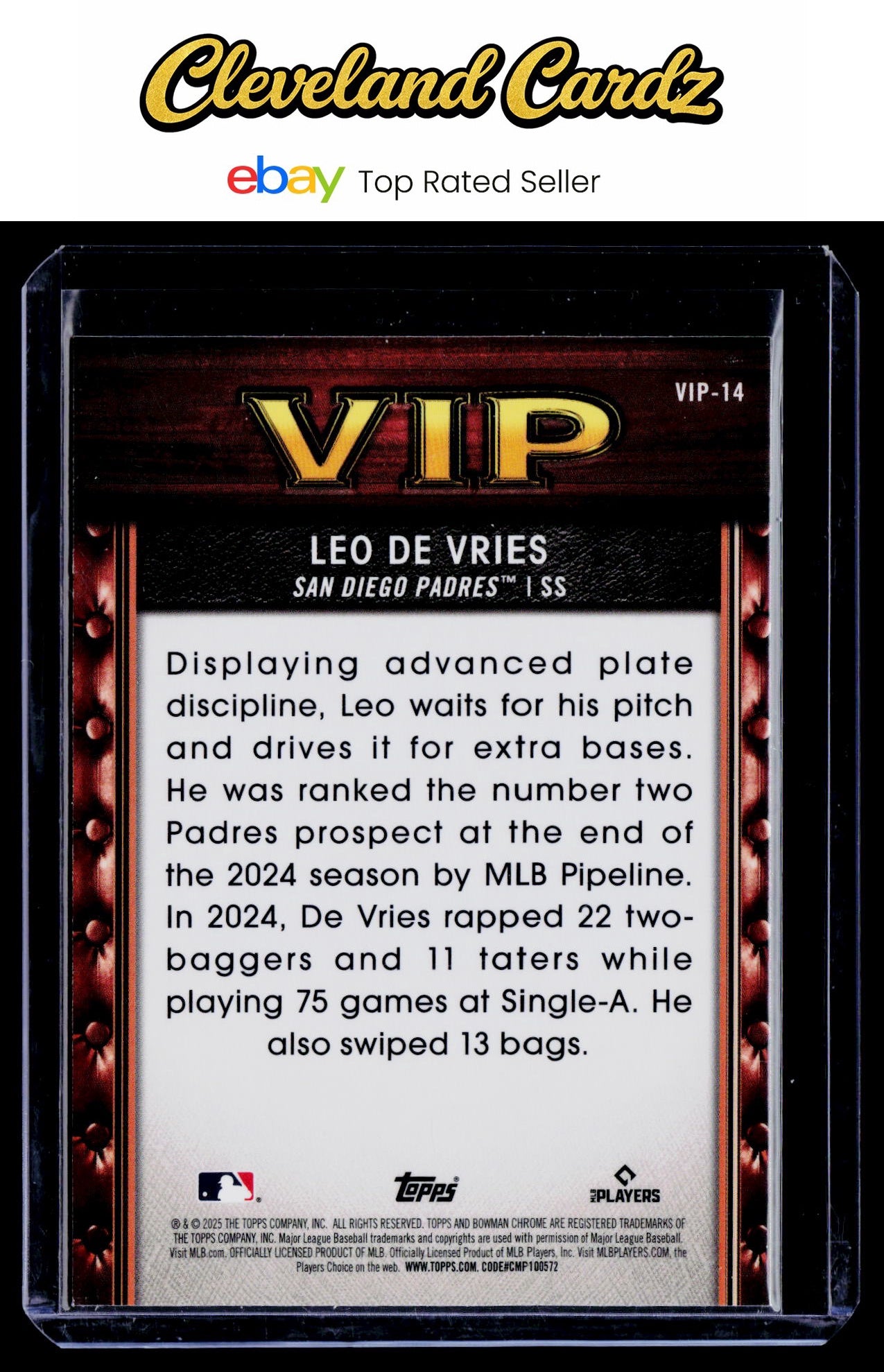 2025 Bowman #VIP-14 Leo De Vries Very Important Prospects