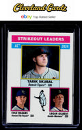2025 Topps Heritage #204 AL Strikeout Leaders (L. Gilbert/T. Skubal/C. Ragans)