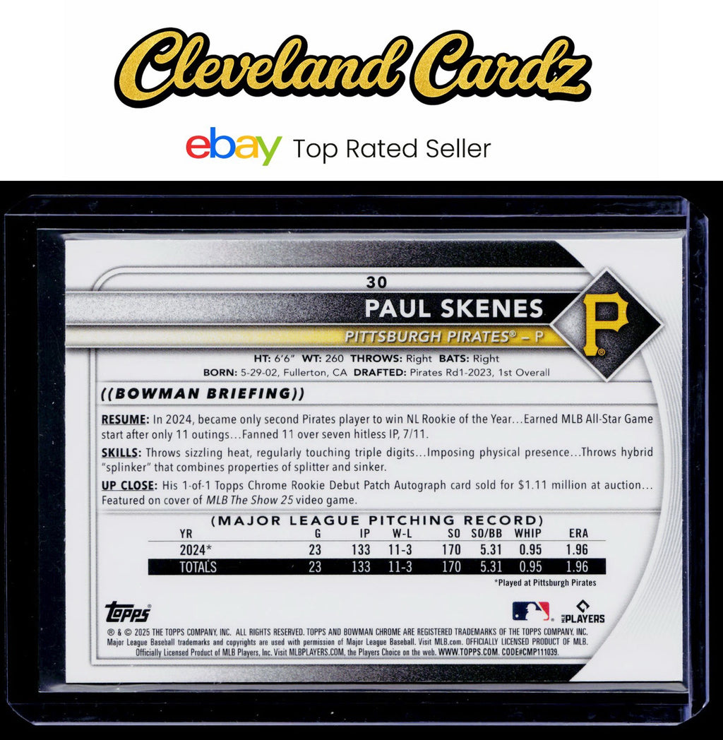 2025 Bowman Chrome #30 Paul Skenes Mojo Refractors