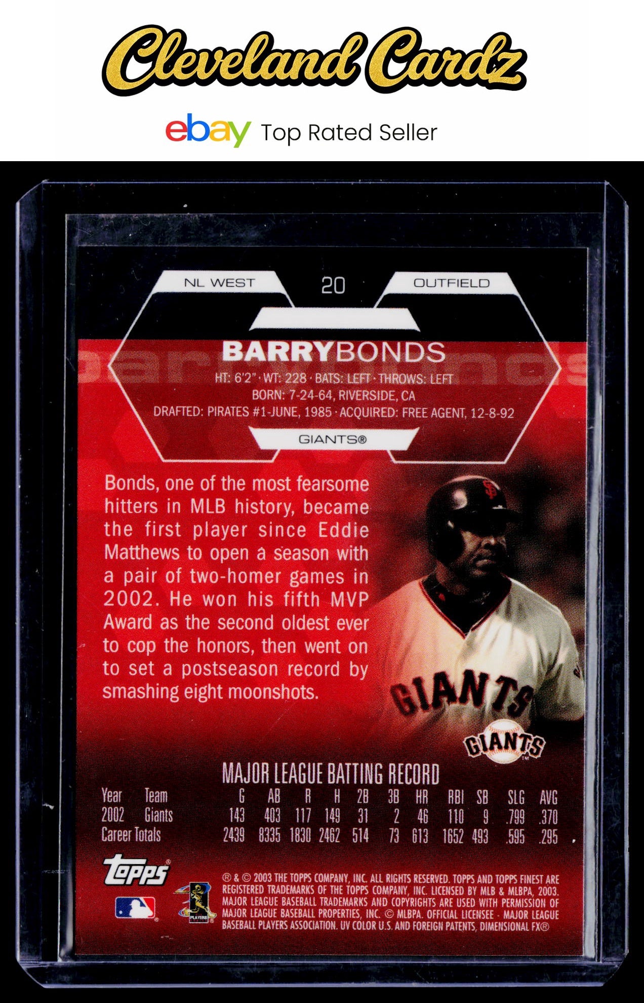 2003 Finest #20 Barry Bonds