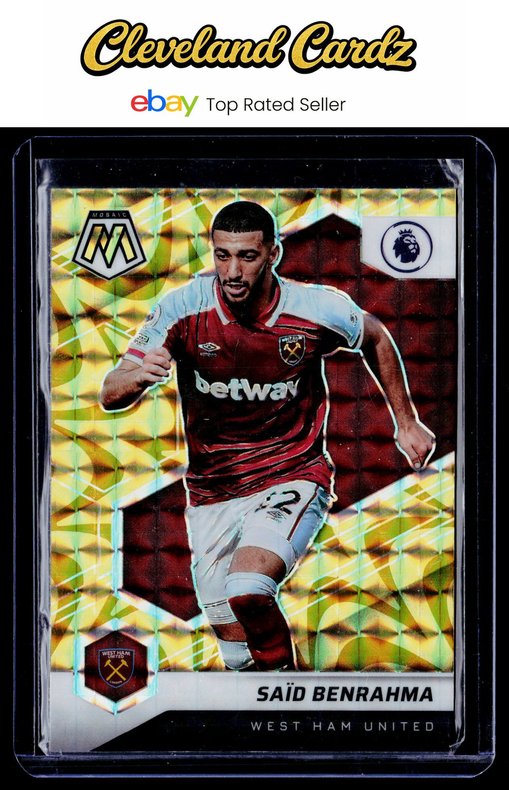 2021-22 Panini Mosaic Premier League #65 Gabriel Martinelli Mosaic Reactive Gold