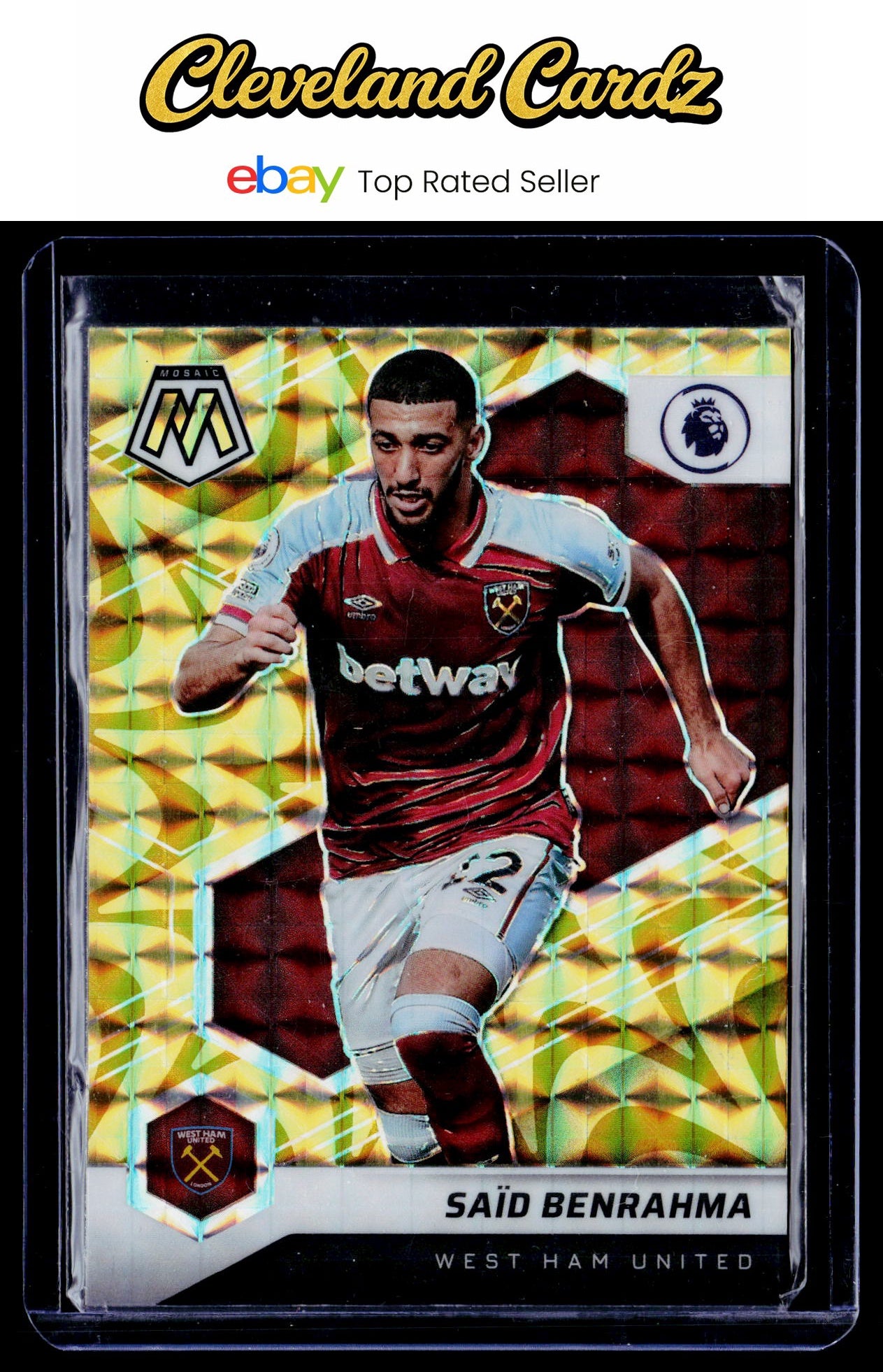 2021-22 Panini Mosaic Premier League #65 Gabriel Martinelli Mosaic Reactive Gold