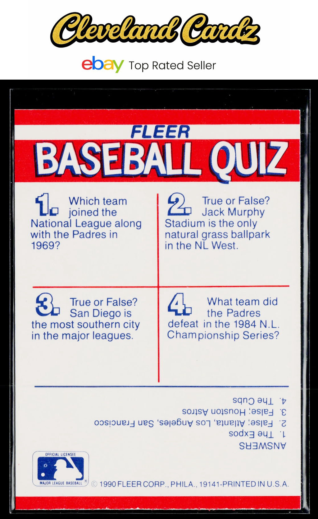 1990 Fleer #NNO San Diego Padres Action Series Team Stickers