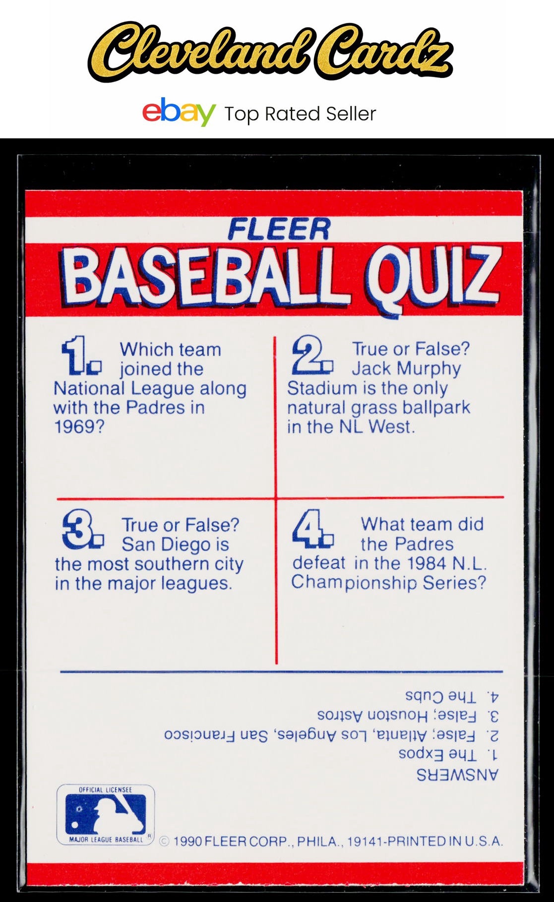 1990 Fleer #NNO San Diego Padres Action Series Team Stickers