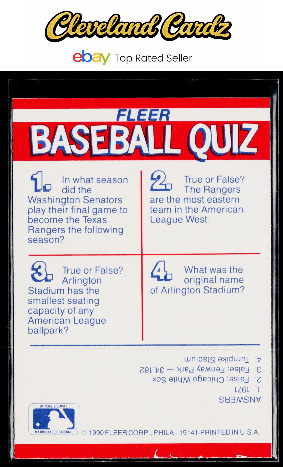 1990 Fleer #NNO Texas Rangers Action Series Team Stickers