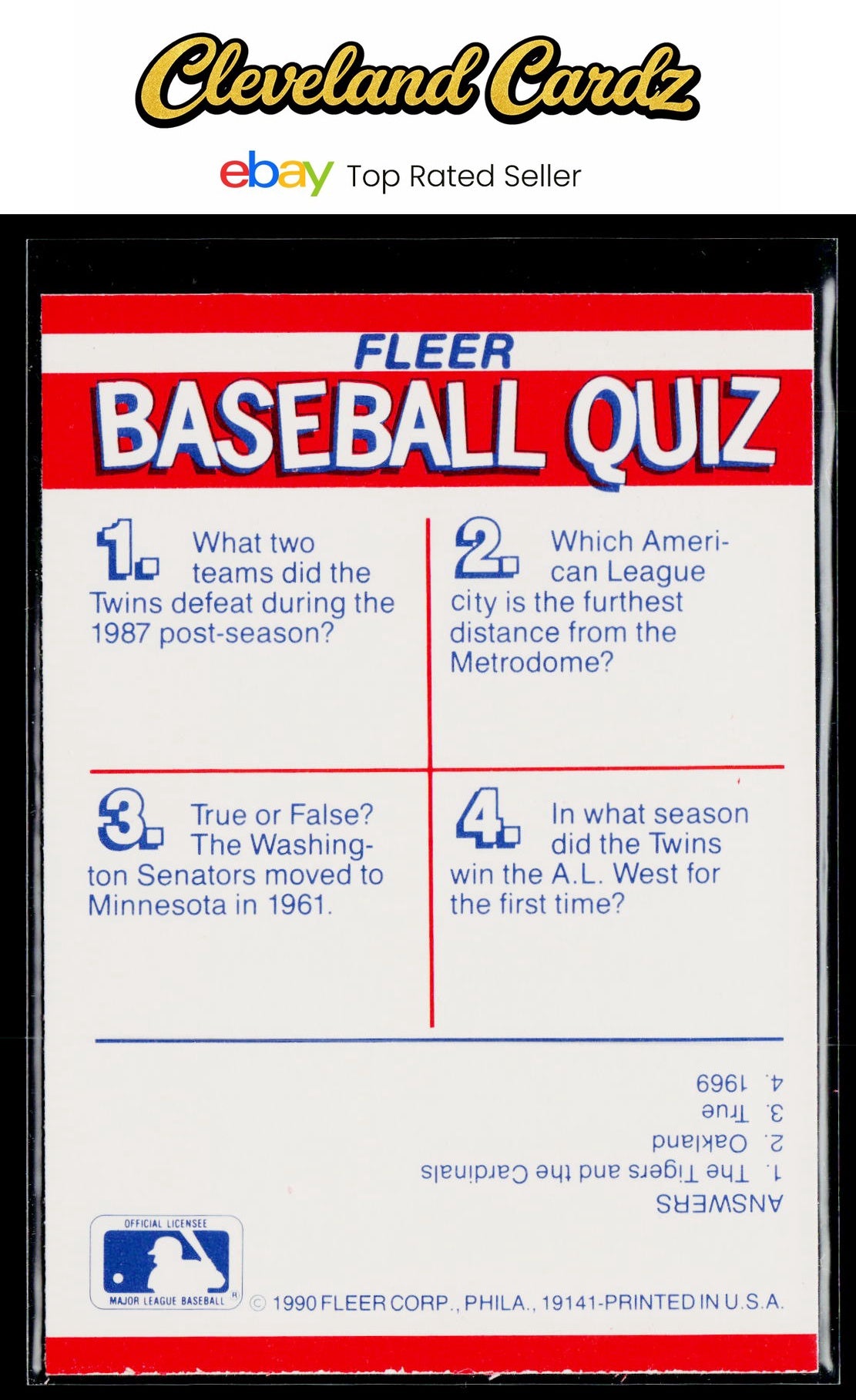 1990 Fleer #NNO Minnesota Twins Action Series Team Stickers