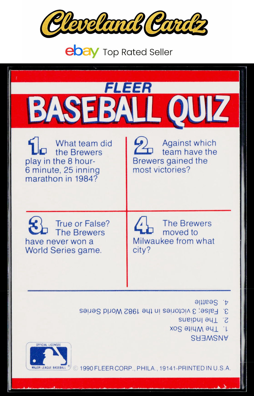 1990 Fleer #NNO Milwaukee Brewers Action Series Team Stickers