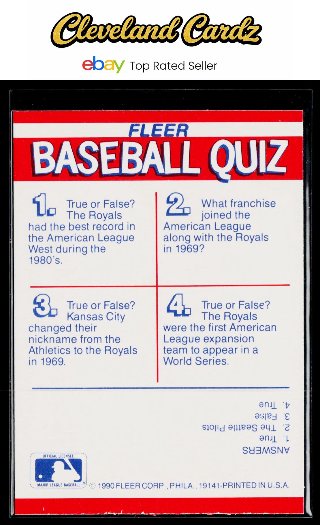 1990 Fleer #NNO Kansas City Royals Action Series Team Stickers