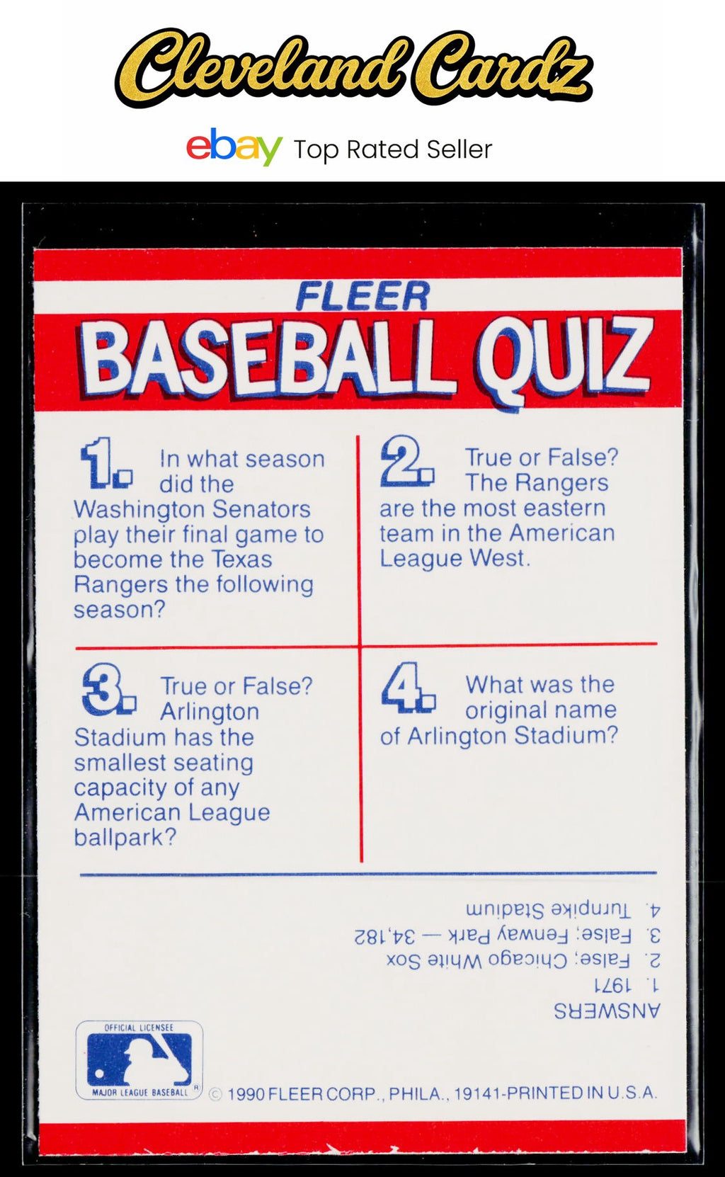 1990 Fleer #NNO Texas Rangers Action Series Team Stickers