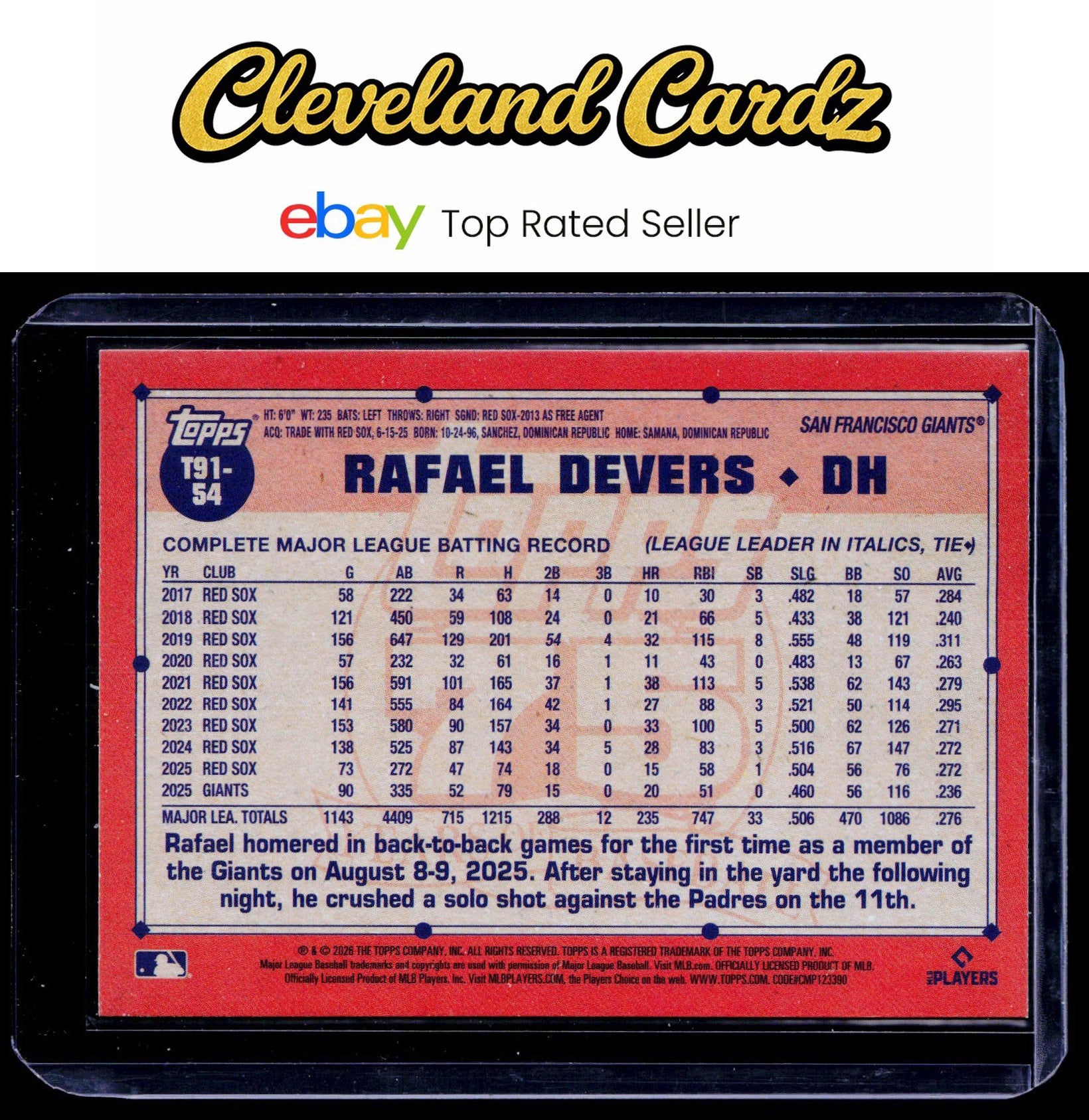 2026 Topps #T91-54 Rafael Devers 1991 Topps Baseball 35th Anniversary