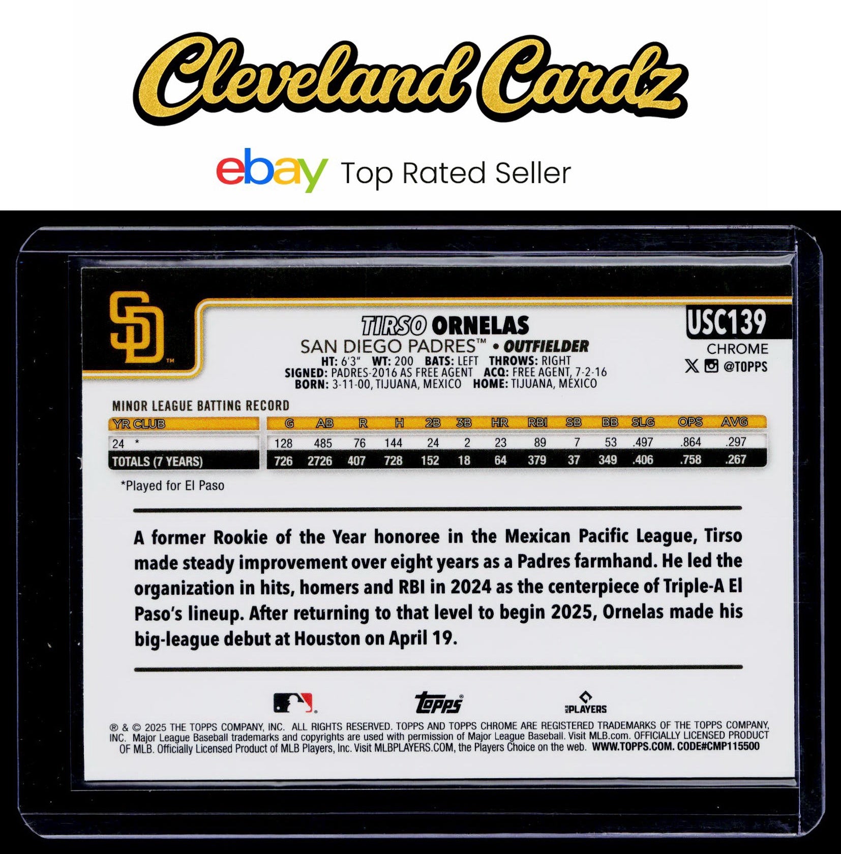 2025 Topps Chrome Update #USC139 Tirso Ornelas X-Fractors