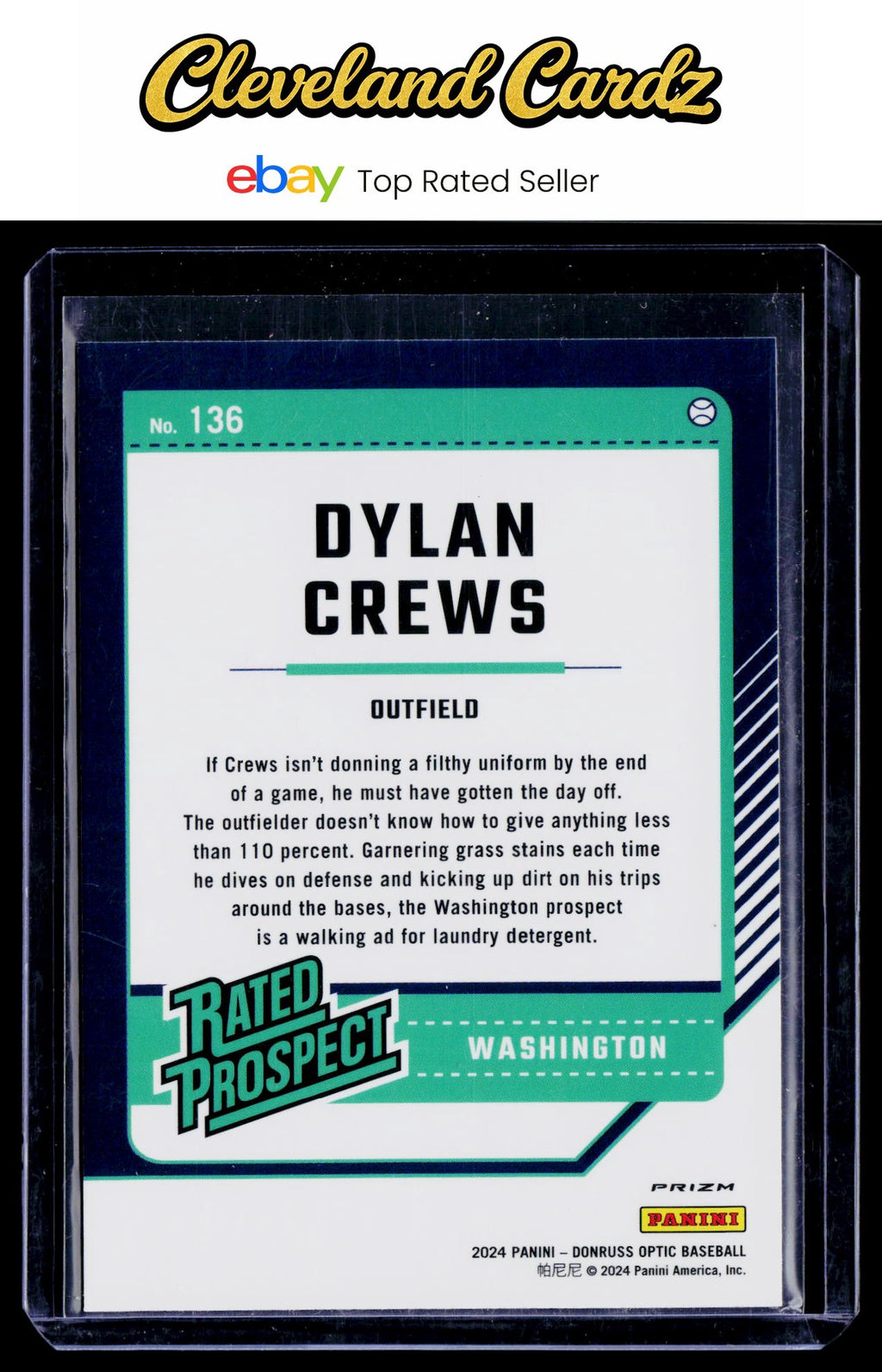 2024 Donruss #136 Dylan Crews Optic Blue Velocity Prizms