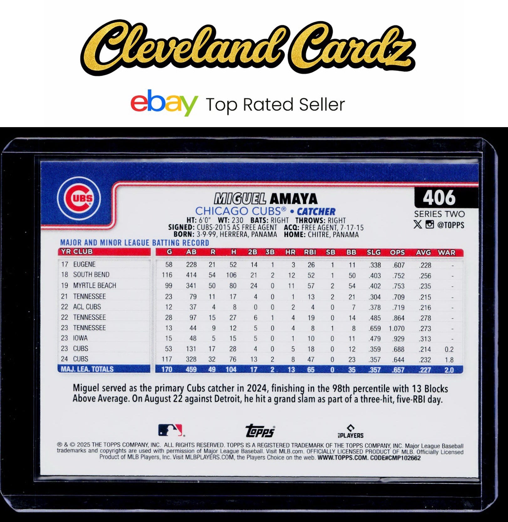 2025 Topps #406 Miguel Amaya Rainbow Foil