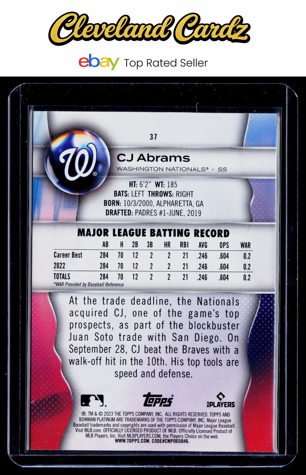 2023 Bowman Platinum #37 CJ Abrams Ice Foil