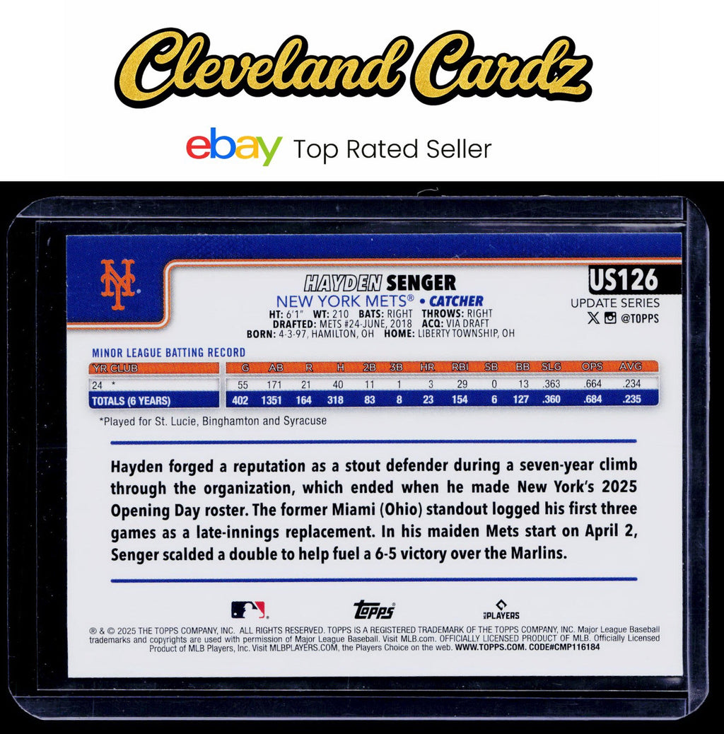 2025 Topps Update #US126 Hayden Senger Diamante Foil