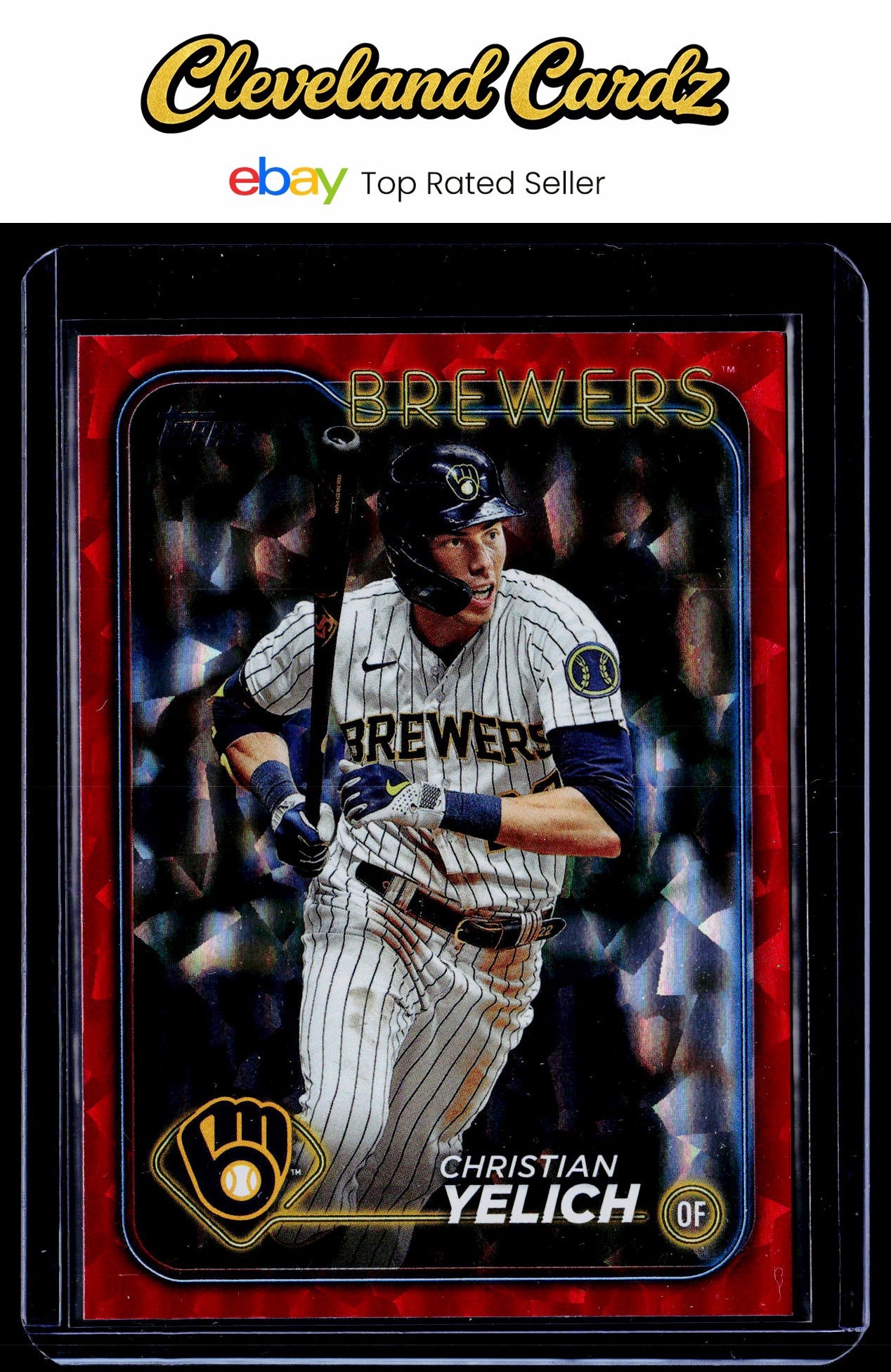 2024 Topps #145 Christian Yelich Red Crackle Foil #/199