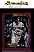 2024 Topps #145 Christian Yelich Red Crackle Foil #/199