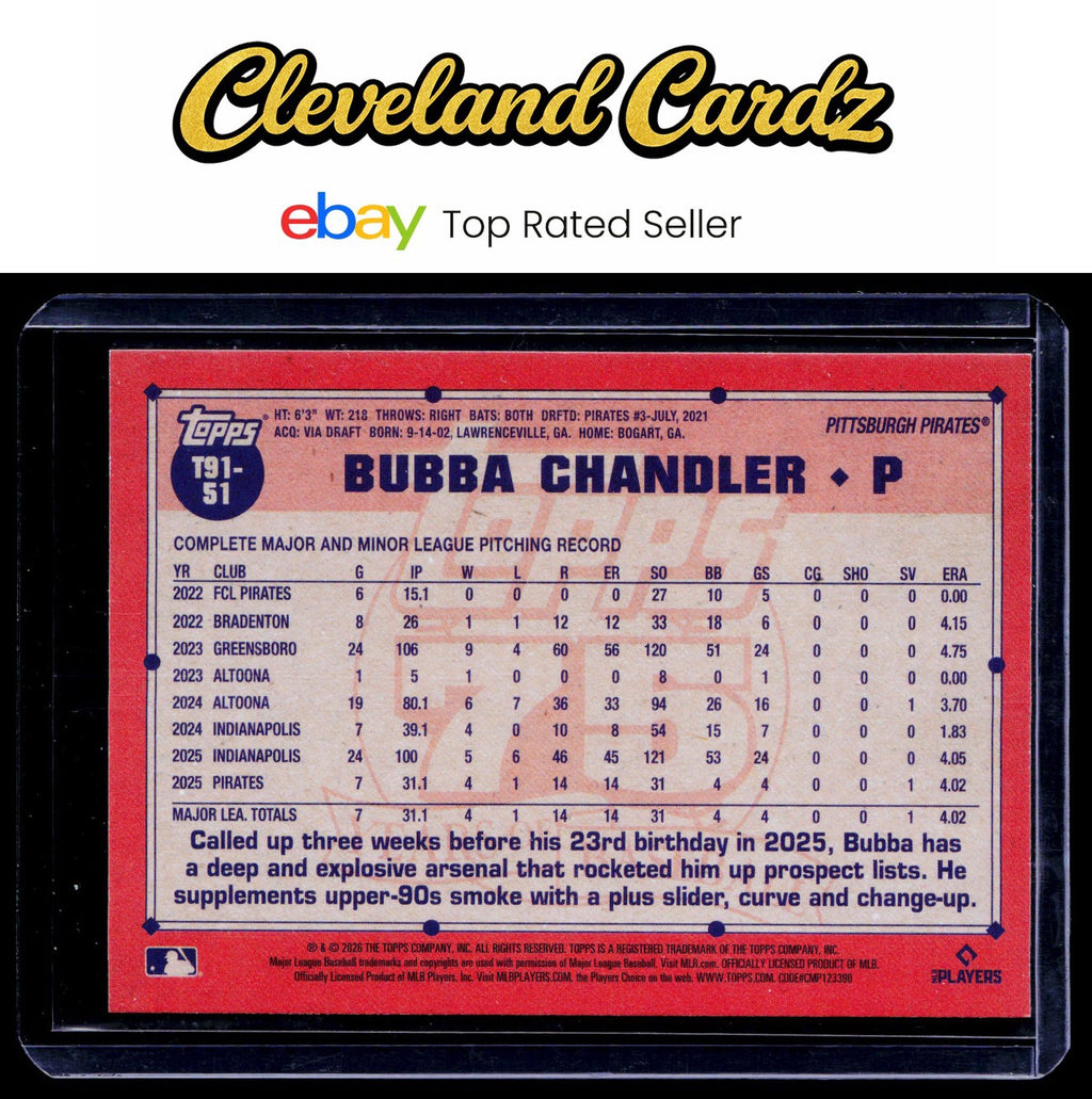 2026 Topps #T91-51 Bubba Chandler 1991 Topps Baseball 35th Anniversary