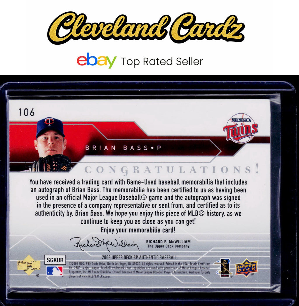2008 SP Authentic #106 Brian Bass #/799