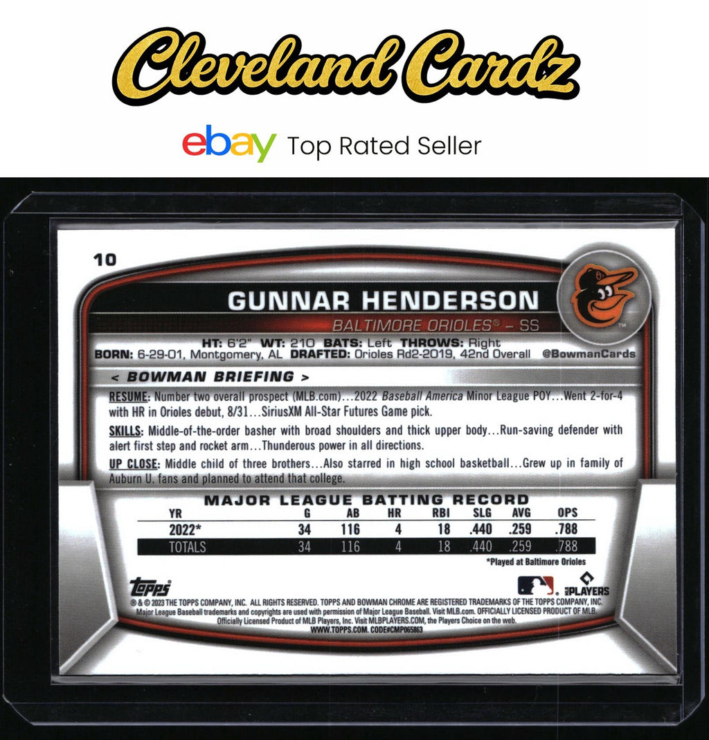 2023 Bowman Chrome #10 Gunnar Henderson