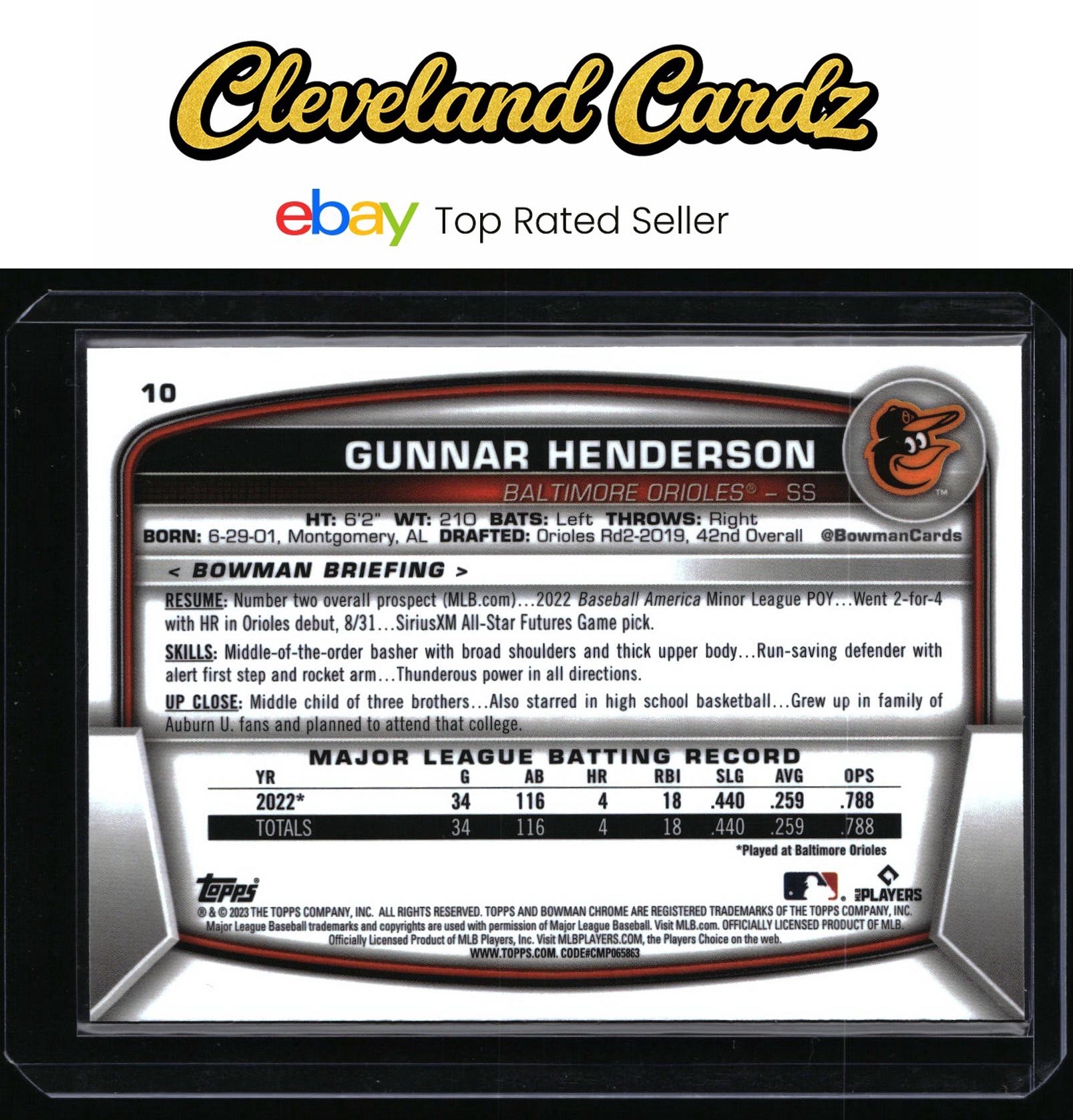 2023 Bowman Chrome #10 Gunnar Henderson
