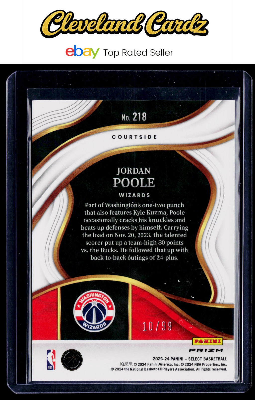 2023-24 Panini Select #218 Jordan Poole Blue Tectonic Prizms #/99