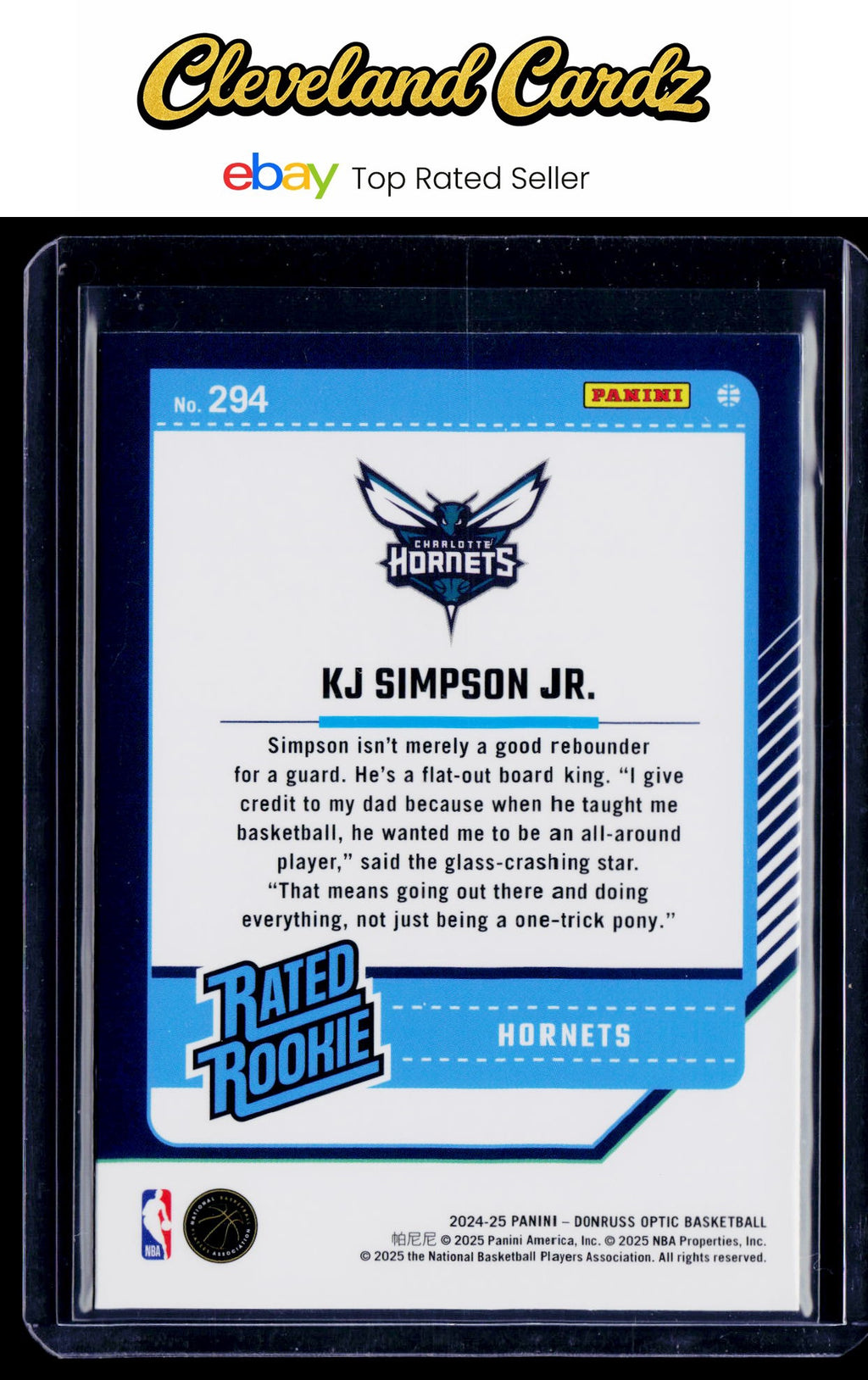 2024-25 Donruss Optic #294 KJ Simpson Jr.
