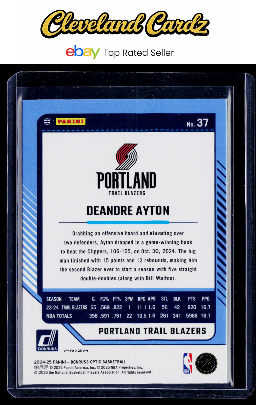 2024-25 Donruss Optic #37 Deandre Ayton Blue Velocity