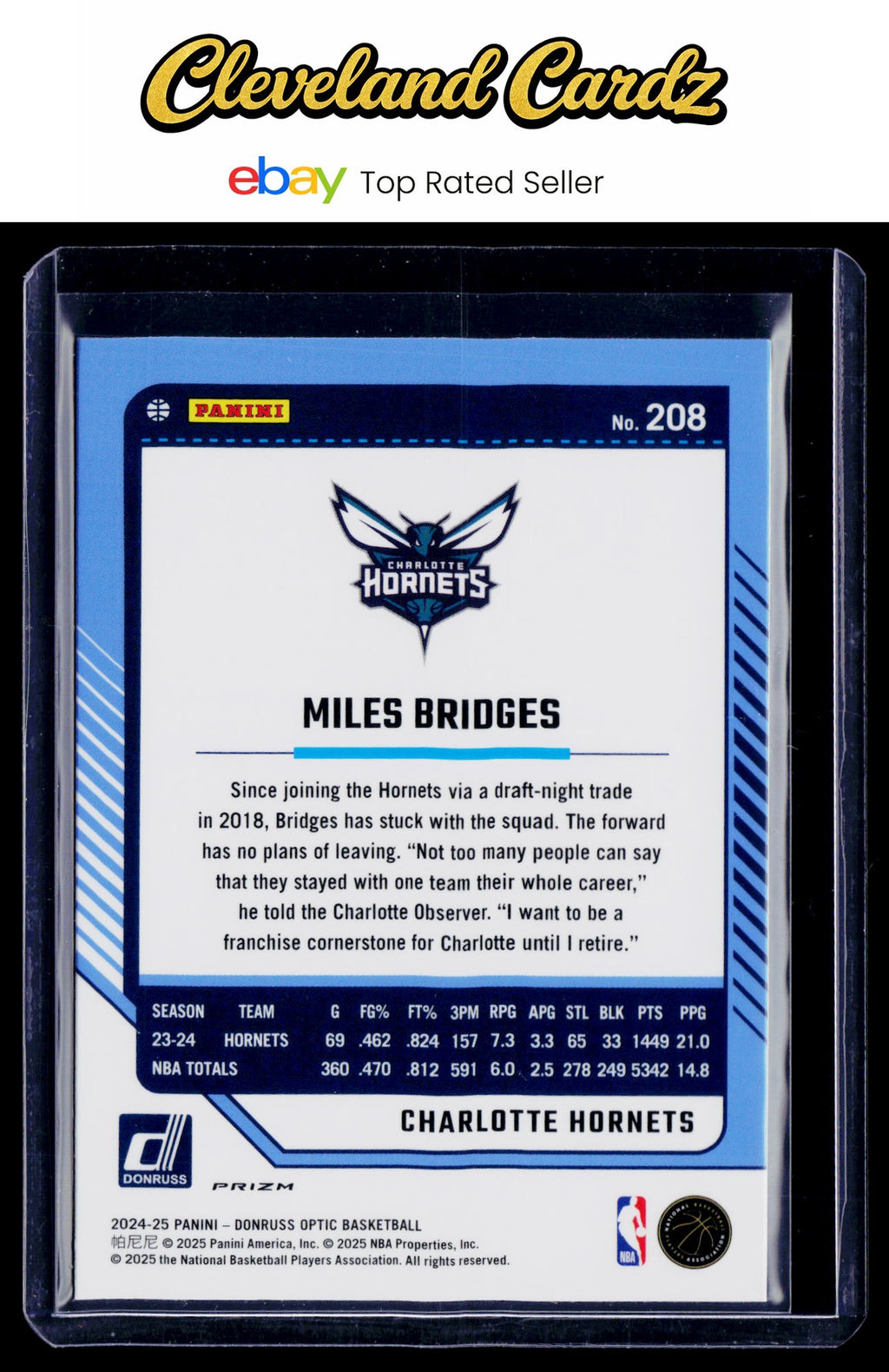 2024-25 Donruss Optic #208 Miles Bridges Purple