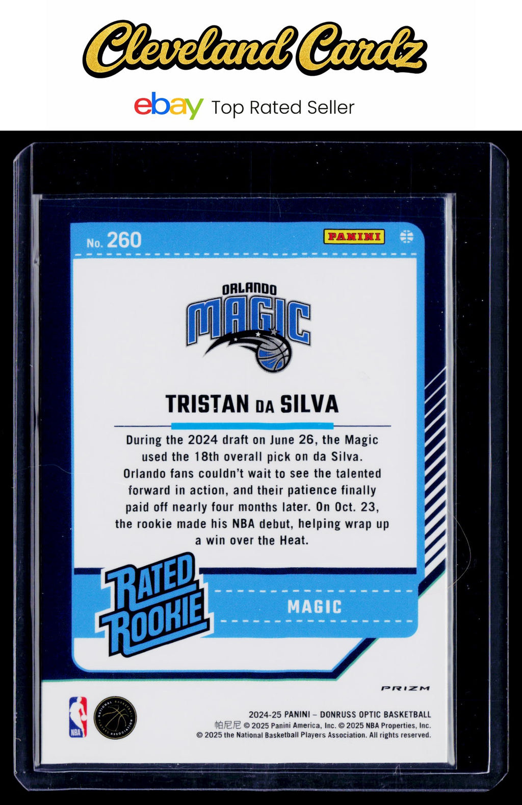 2024-25 Donruss Optic #260 Tristan da Silva Blue Velocity