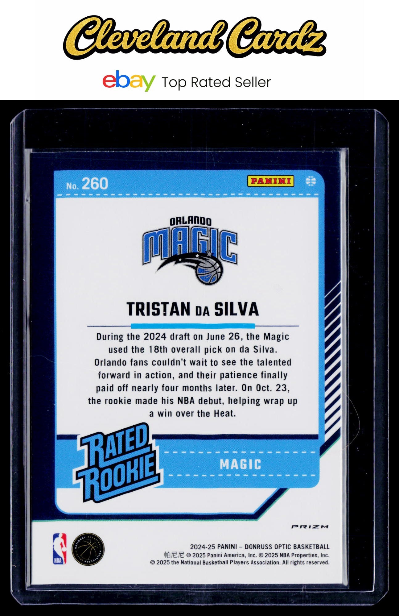 2024-25 Donruss Optic #260 Tristan da Silva Blue Velocity