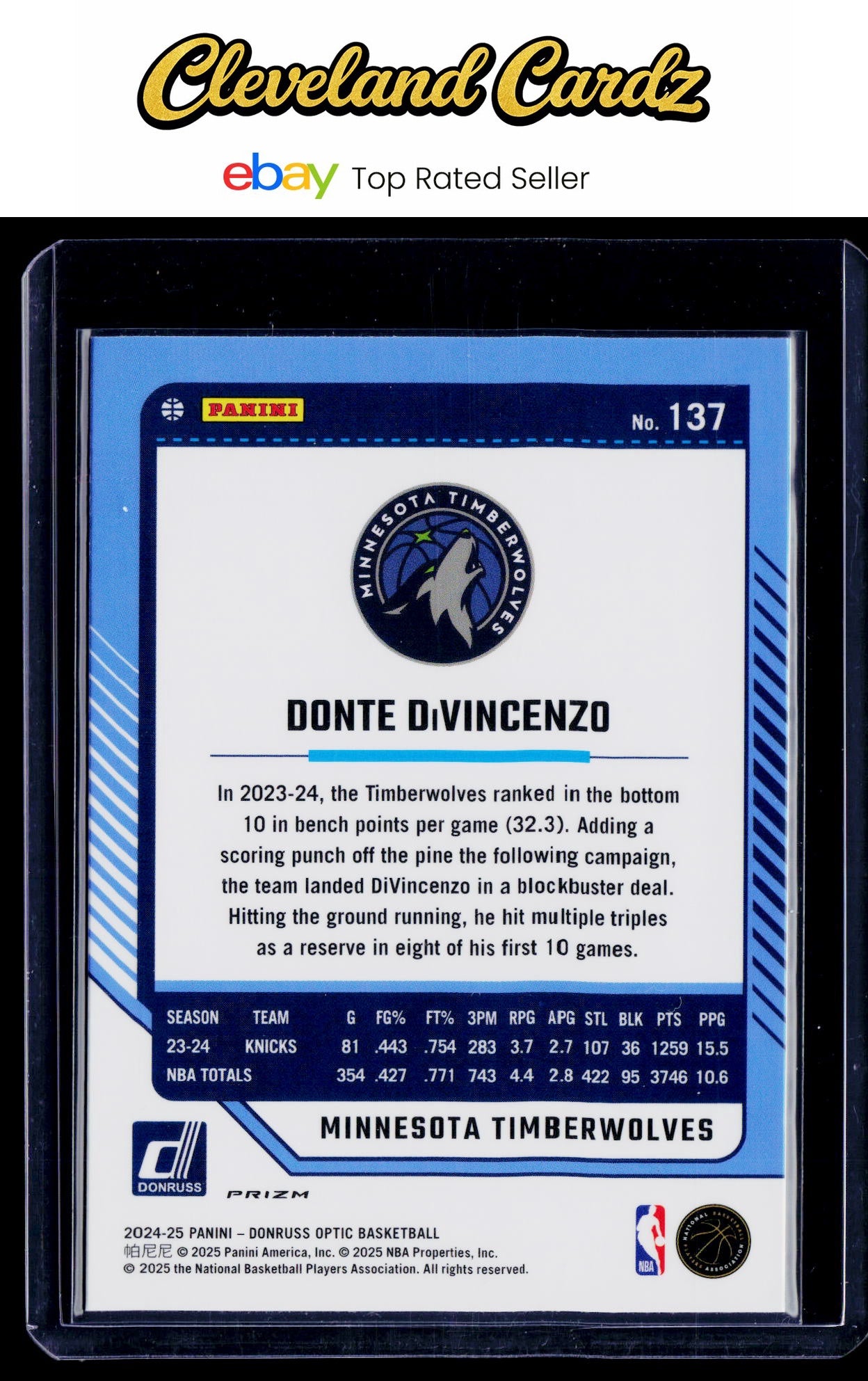 2024-25 Donruss Optic #137 Donte DiVincenzo Purple