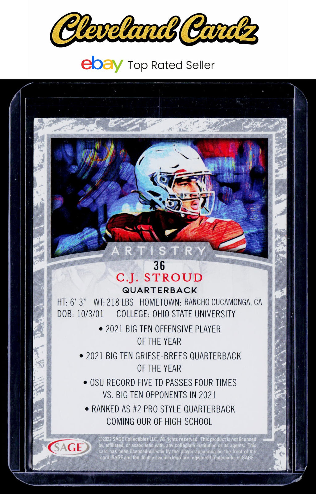 2022 SAGE Artistry #36 C.J. Stroud Canvas Stock Black