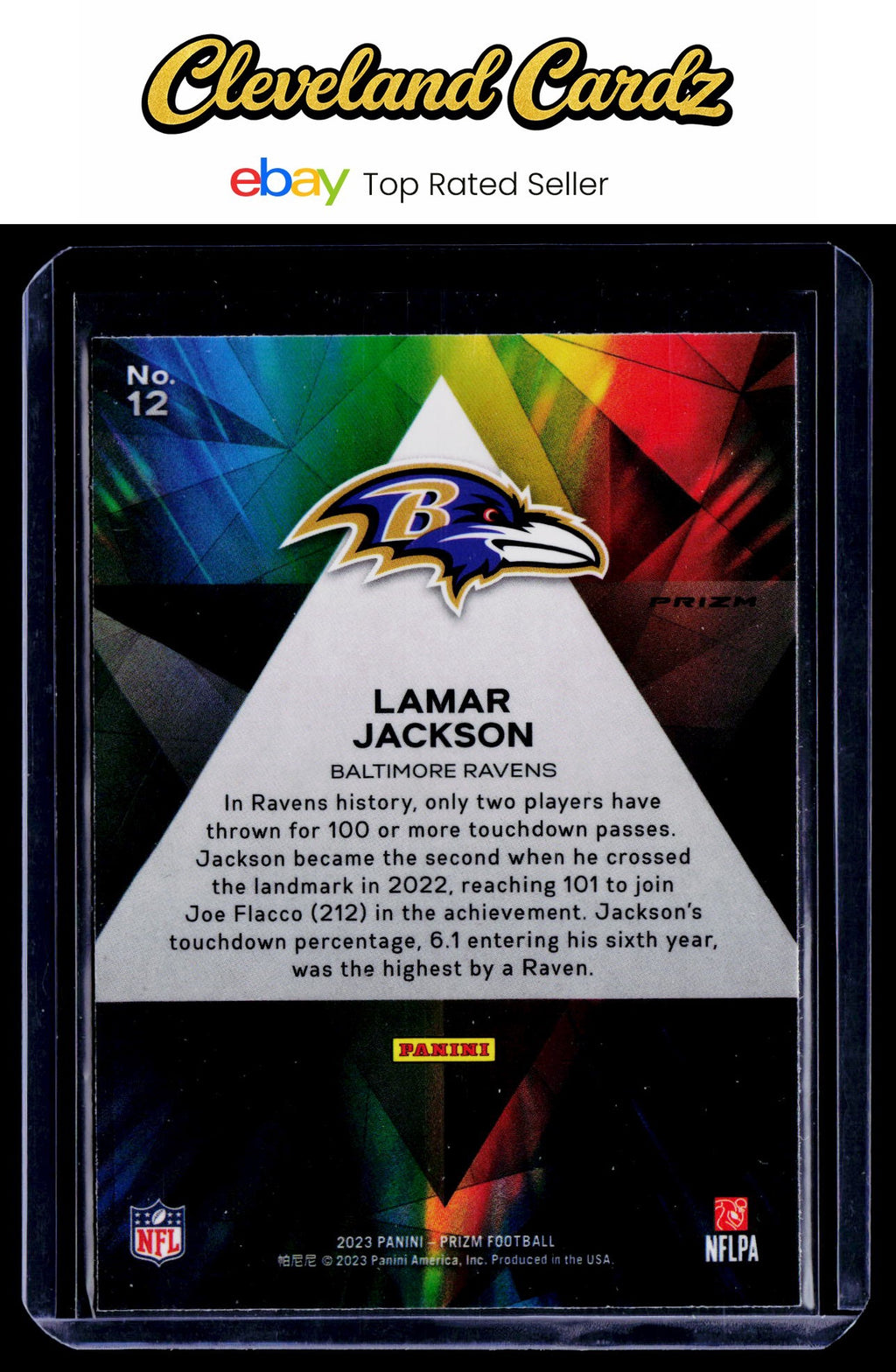 2023 Panini Prizm #12 Lamar Jackson Prizmatic Prizms Green Wave